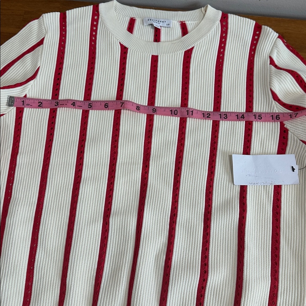 EQUIPMENT AMRIT SWEATER - FANCY RIBBED KNIT WHITE/BLOOD MOON - Picture 11 of 14